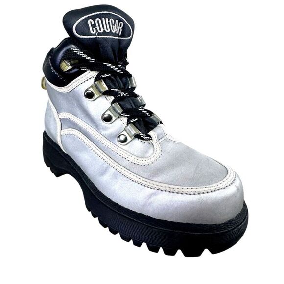 Cougar Cruiser Retro Metallic Silver Lug‎ Boot Size 7.5 - Picture 1 of 11